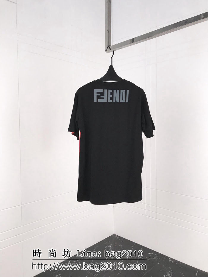 FENDI芬迪 19ss新款 前後拼色設計 字母印花 上身潮爆定制精梳棉面料 男女同款 ydi2555